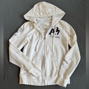 Y2K Juniors Aeropostale White Hooded Zip Jacket: Size Large